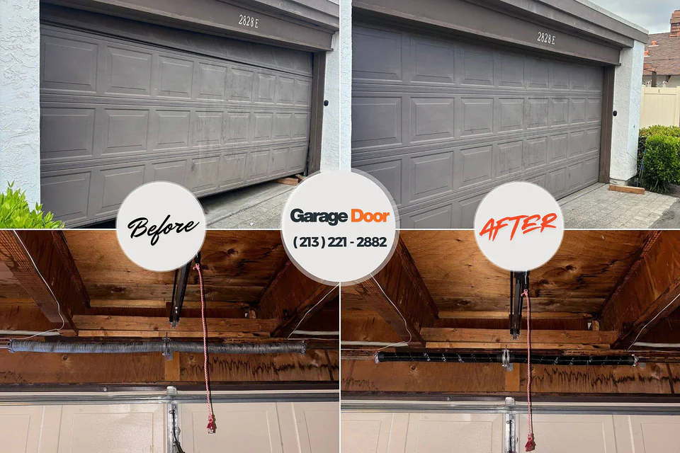 Before and after: garage door repair Northfield, KY